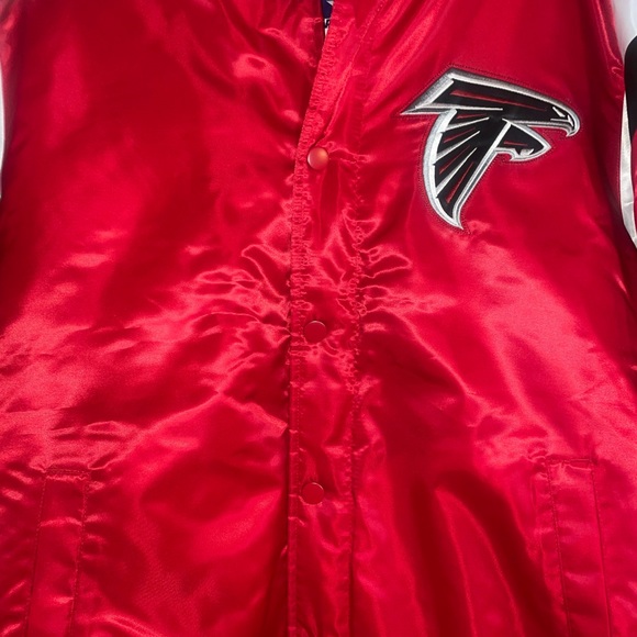 Men’s Starter Atlanta Falcons Varsity Red Satin Snap Jacket Size Large New w/Tag - Picture 4 of 10